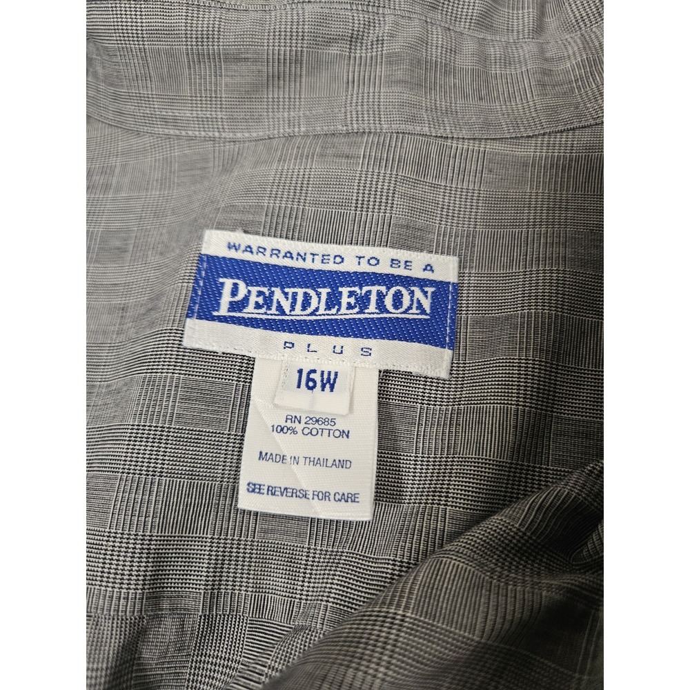 Pendleton Plus Women's 16W Grey Glen Plaid Button Down 100% Cotton Long Sleeve - Picture 2 of 12